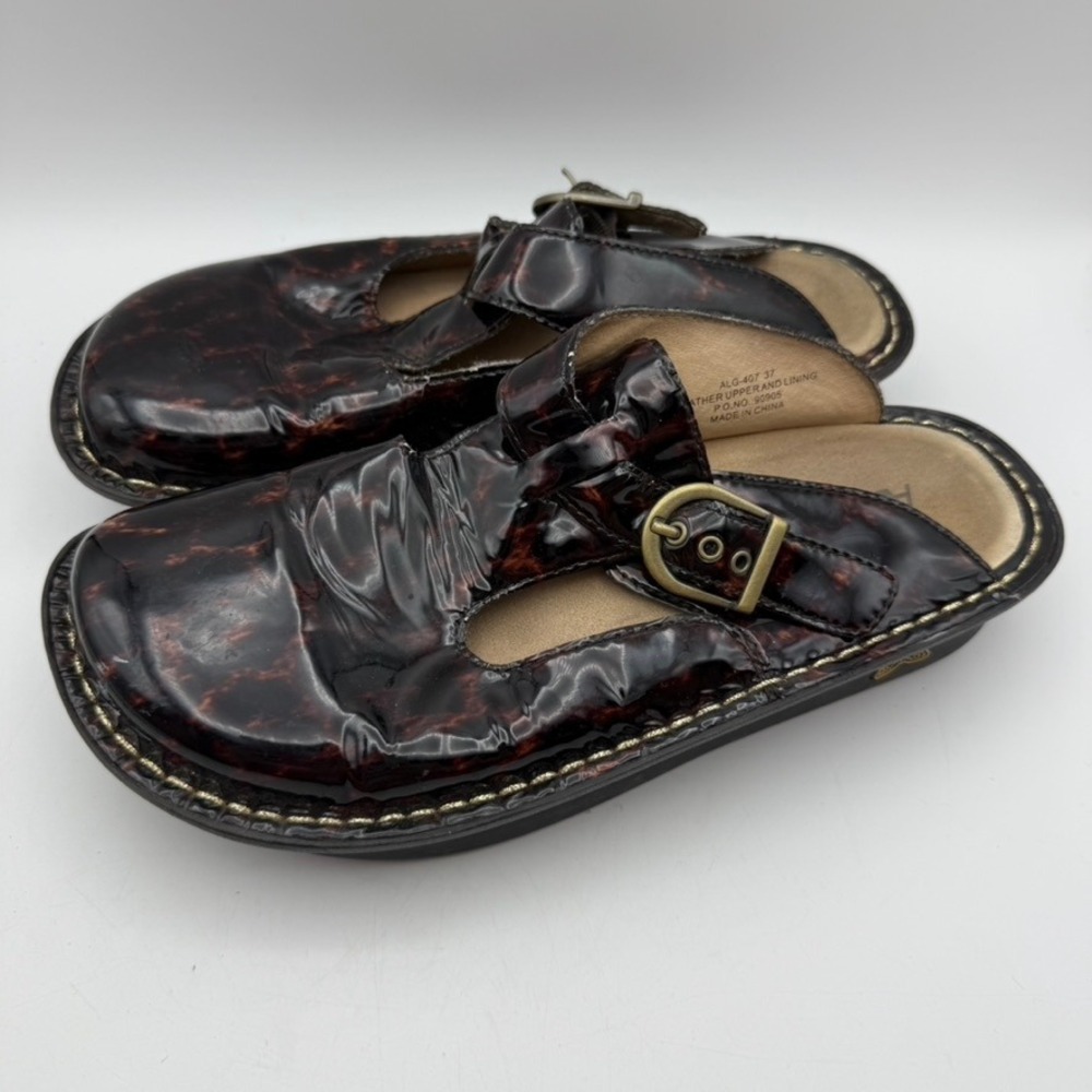 Alegria Clogs Mary Jane Tortoise Shell Comfort‎ Shoes Womens Size EU 37 US 7-7.5